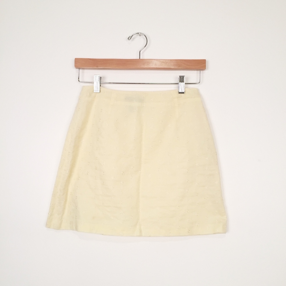 J. Crew Yellow Embroidered Mini Skirt